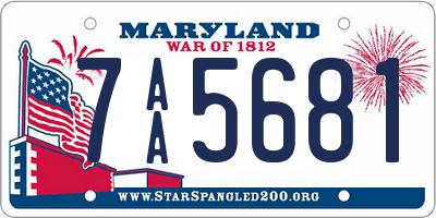 MD license plate 7AA5681