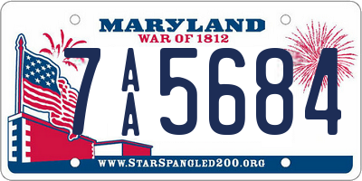 MD license plate 7AA5684