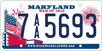 MD license plate 7AA5693