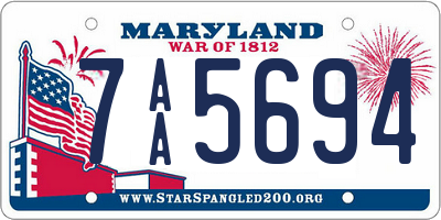 MD license plate 7AA5694