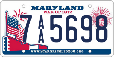 MD license plate 7AA5698