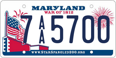 MD license plate 7AA5700