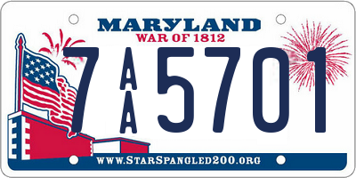 MD license plate 7AA5701