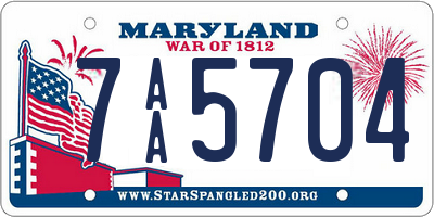 MD license plate 7AA5704