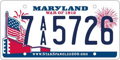 MD license plate 7AA5726