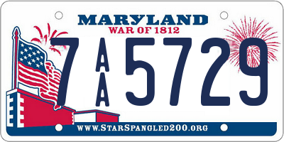 MD license plate 7AA5729