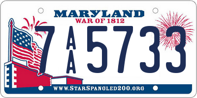 MD license plate 7AA5733