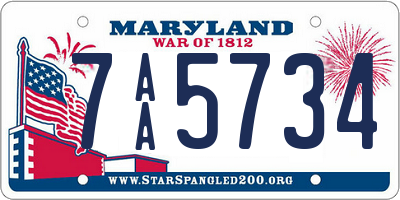 MD license plate 7AA5734