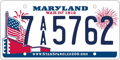 MD license plate 7AA5762