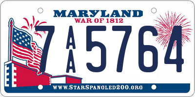 MD license plate 7AA5764