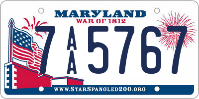 MD license plate 7AA5767