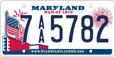 MD license plate 7AA5782