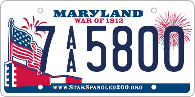 MD license plate 7AA5800