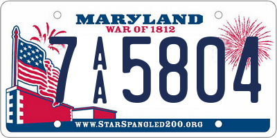 MD license plate 7AA5804