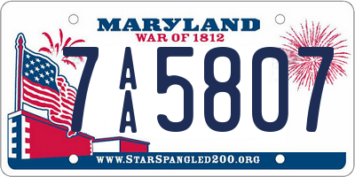 MD license plate 7AA5807