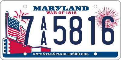 MD license plate 7AA5816