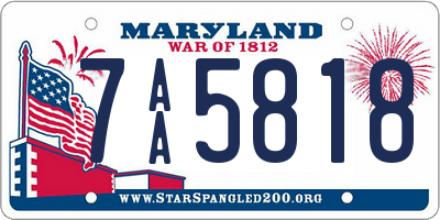 MD license plate 7AA5818