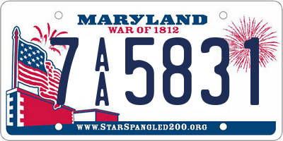 MD license plate 7AA5831