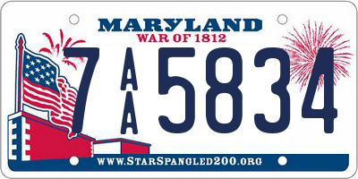 MD license plate 7AA5834