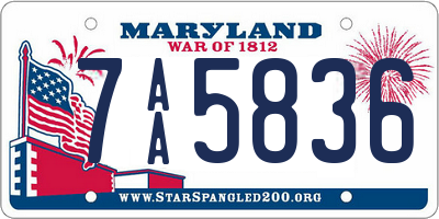 MD license plate 7AA5836