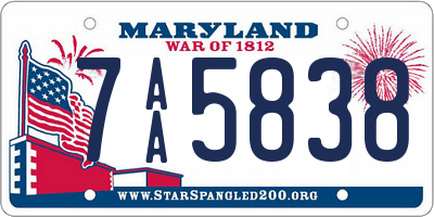 MD license plate 7AA5838