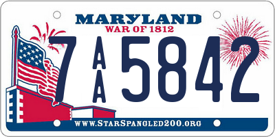 MD license plate 7AA5842