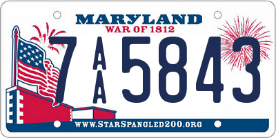 MD license plate 7AA5843