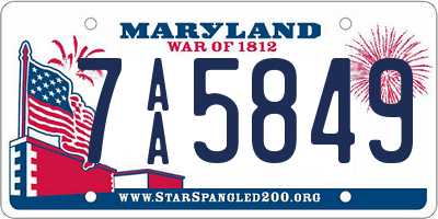 MD license plate 7AA5849