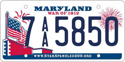 MD license plate 7AA5850