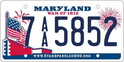 MD license plate 7AA5852