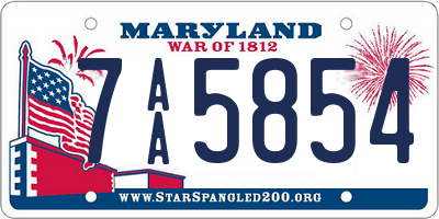 MD license plate 7AA5854