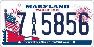 MD license plate 7AA5856