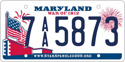 MD license plate 7AA5873