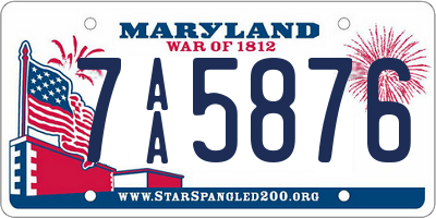 MD license plate 7AA5876