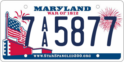 MD license plate 7AA5877