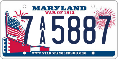 MD license plate 7AA5887