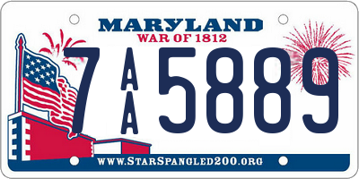 MD license plate 7AA5889