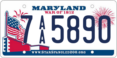 MD license plate 7AA5890