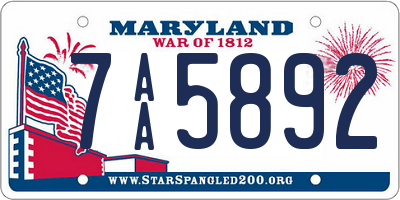 MD license plate 7AA5892