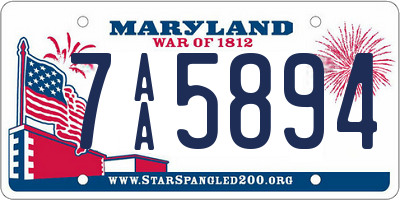 MD license plate 7AA5894