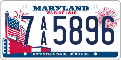 MD license plate 7AA5896