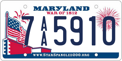 MD license plate 7AA5910