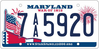 MD license plate 7AA5920