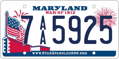 MD license plate 7AA5925