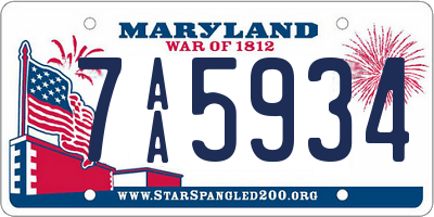 MD license plate 7AA5934