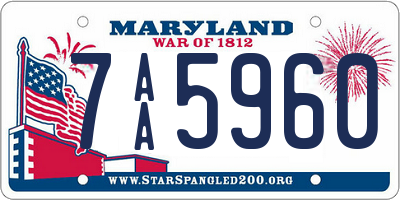 MD license plate 7AA5960