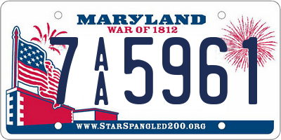 MD license plate 7AA5961