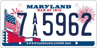 MD license plate 7AA5962