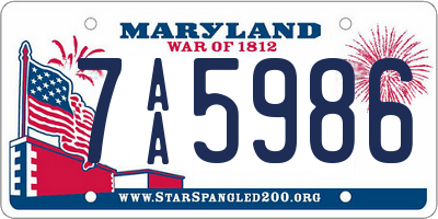 MD license plate 7AA5986