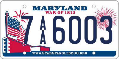 MD license plate 7AA6003